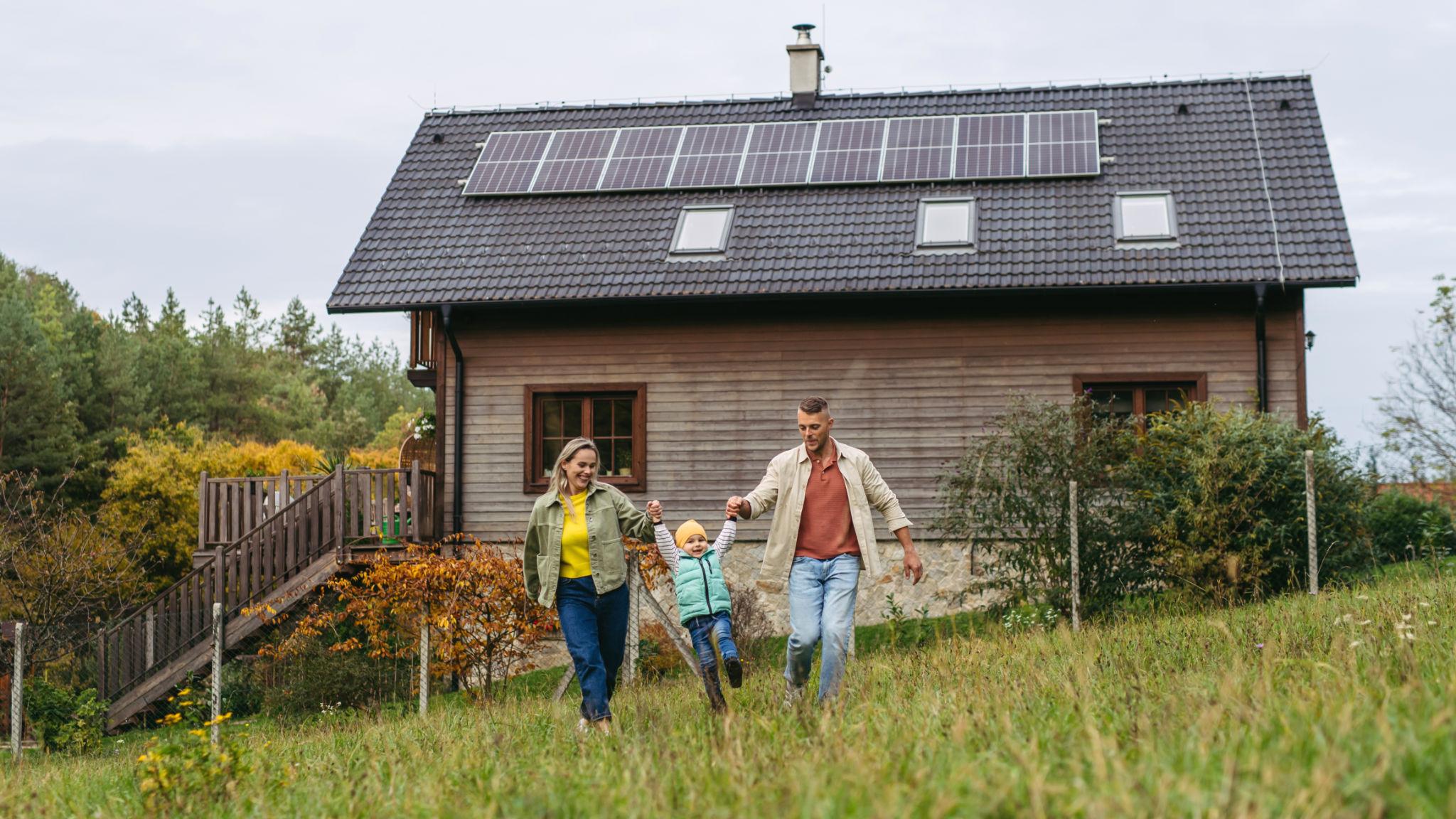 Solar panel installation in a home